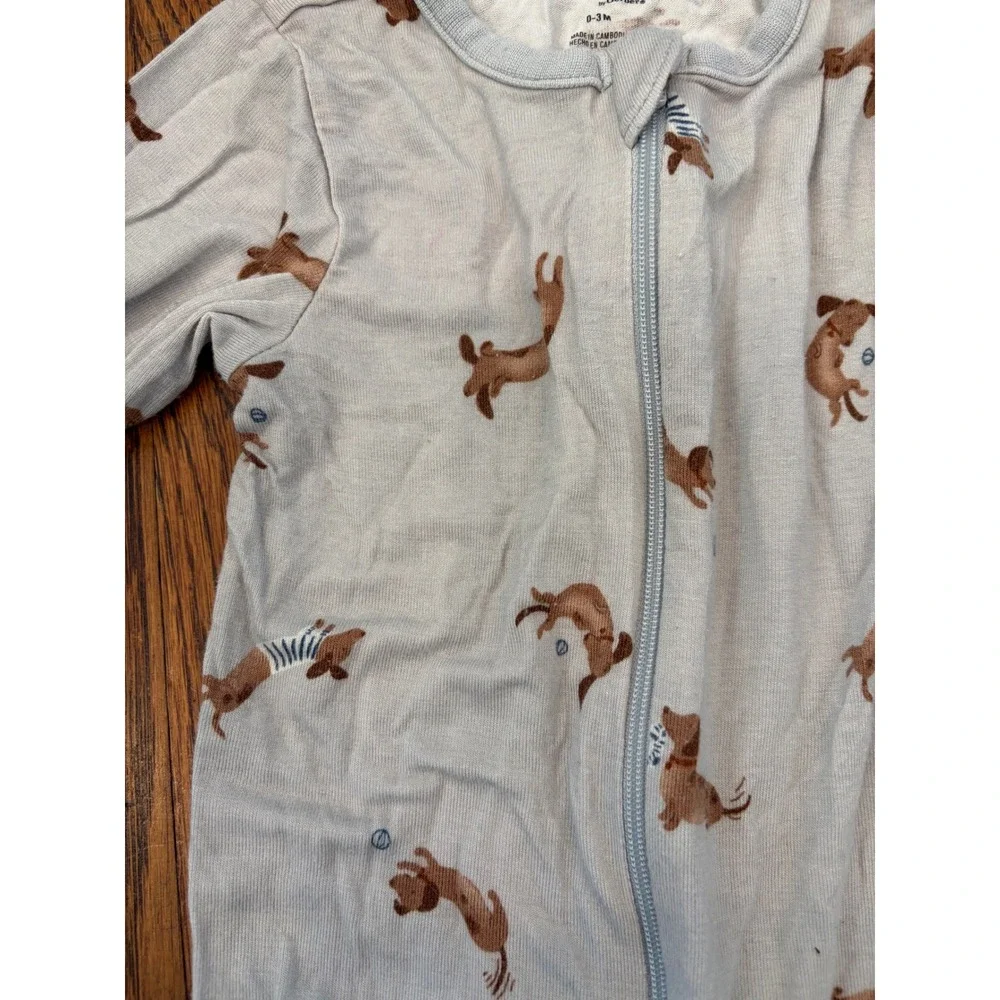Modern Moments by Gerber Baby Boy Blue Dachshund Dog Print Zip Sleeper 0-3M